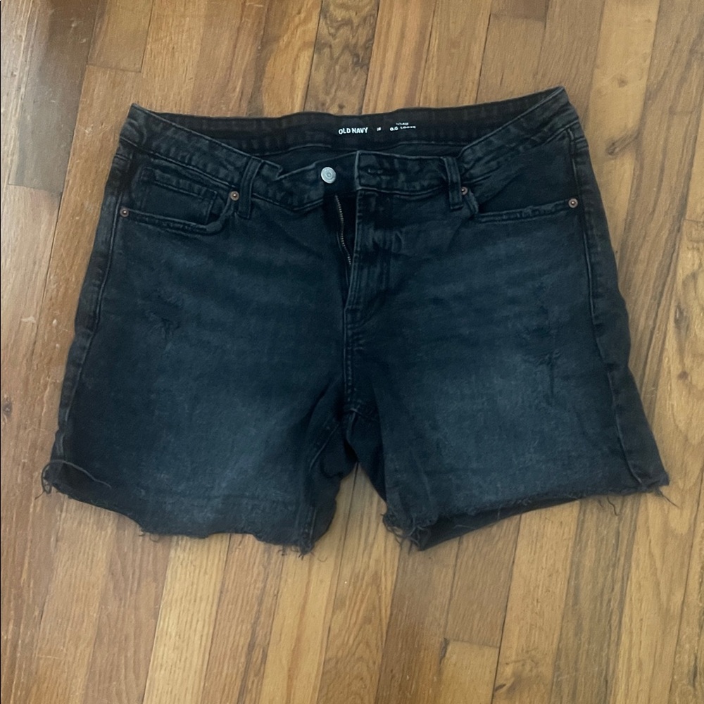 Old Navy Black Frayed Hem Denim Shorts